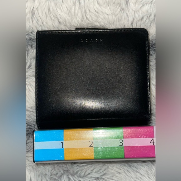 Vintage Coach Soft Black Leather Bi Fold Coin Purse Wallet Cards Bills - Picture 13 of 13